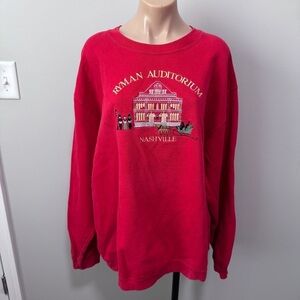 Top Threads Ryman Auditorium Nashville Red Sweatshirt Embroidered Horse Large